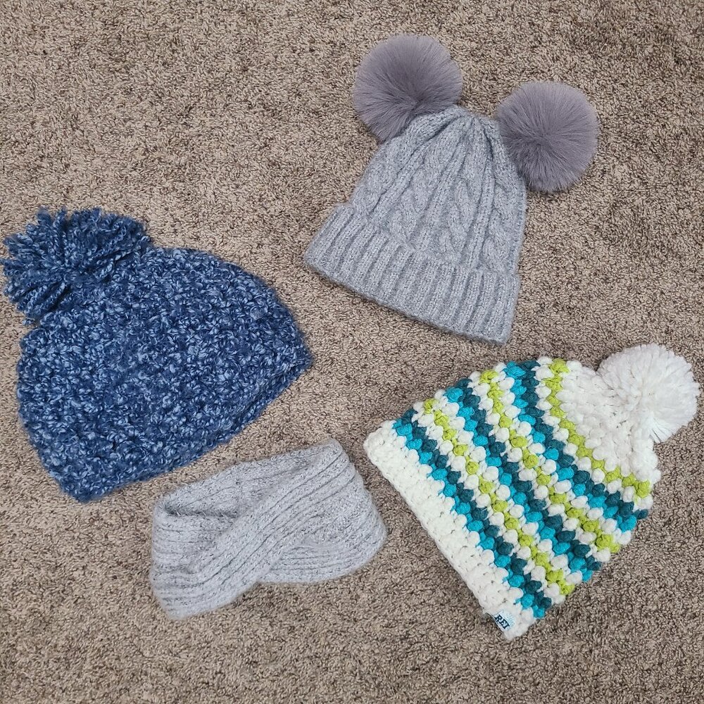 Women's Winter Hats Bundle - 3 Hats 1 Ear Warmer Cozy Winter Warmth